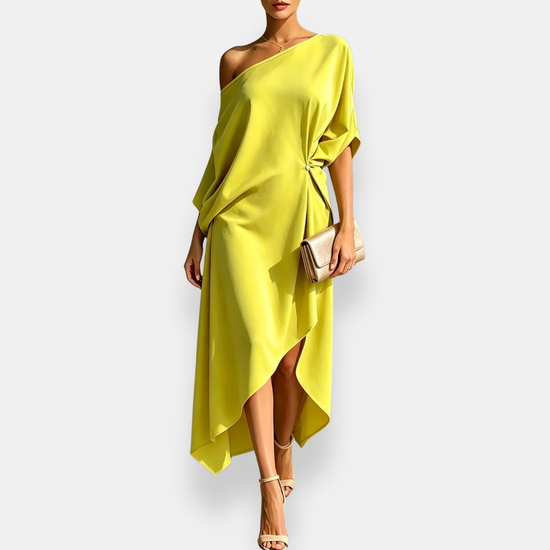 Olivia – Asymmetric Pleated Dress