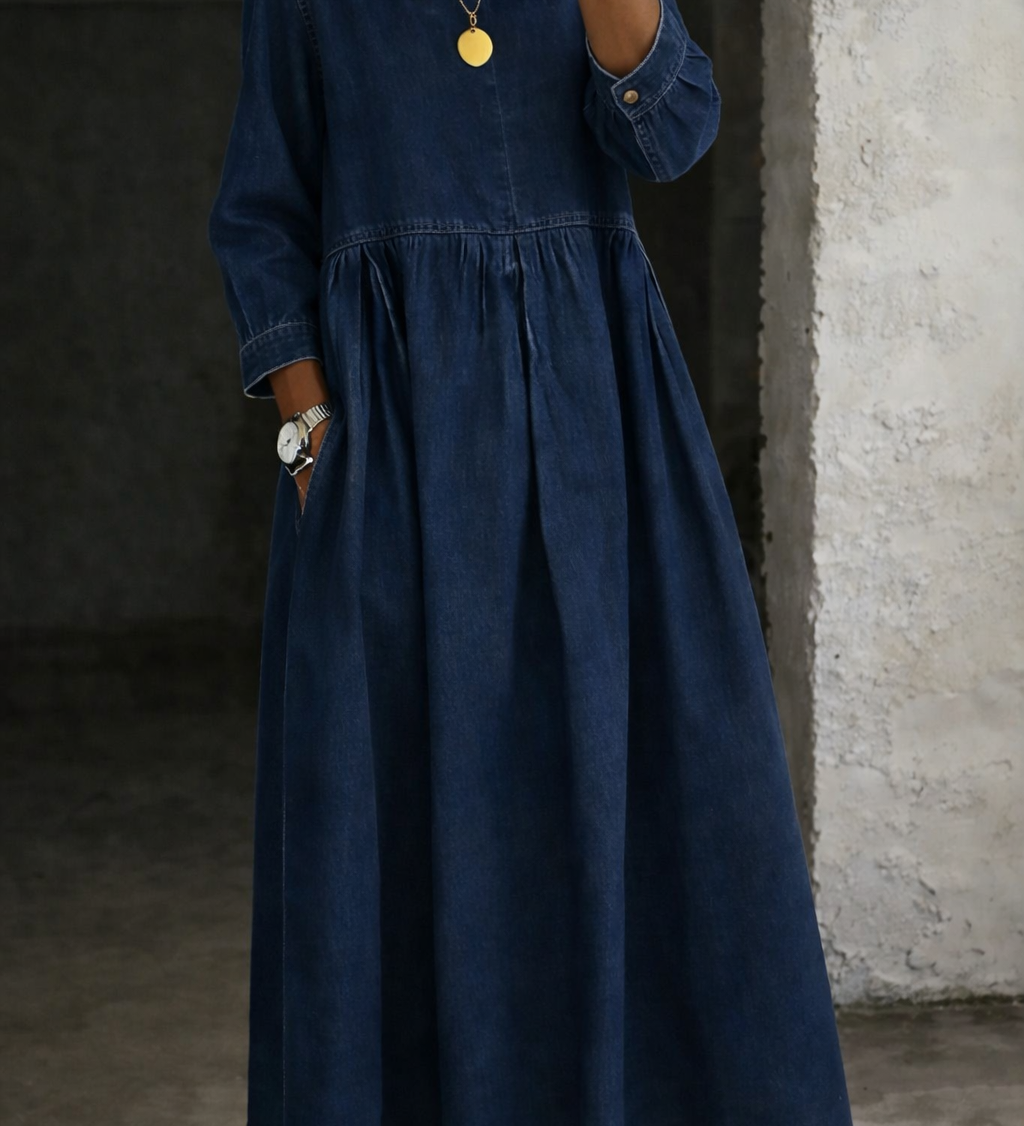 Kelsey - Denim Dress with Peter Pan Collar