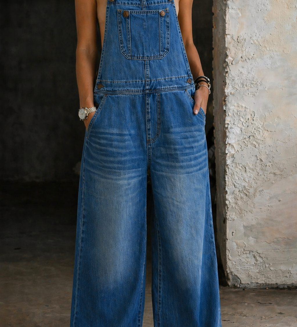Mary - Denim Overalls with Elastic Waist