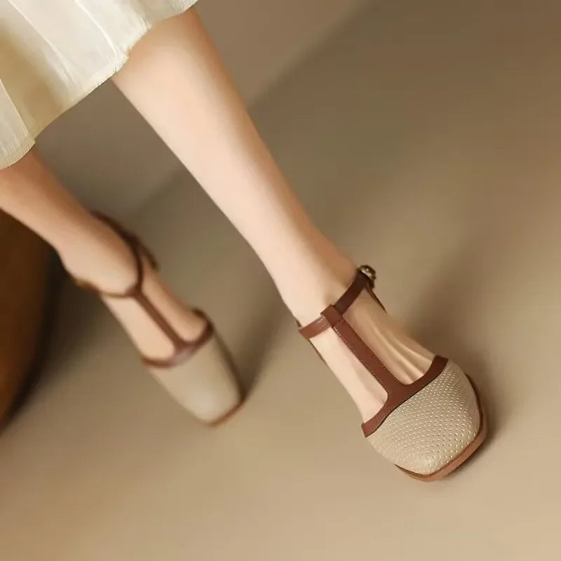Isava Mid Heel Shoes Real Leather